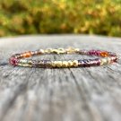 Multi Spinel Round 4mm Faceted beads adjustable stacking bracelet | STK-4851