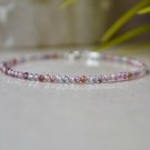 Multi Spinel Round 3mm Faceted beads adjustable stacking bracelet | STK-4853