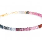 Multi Spinel Round 4mm Faceted beads adjustable stacking bracelet | STK-4856