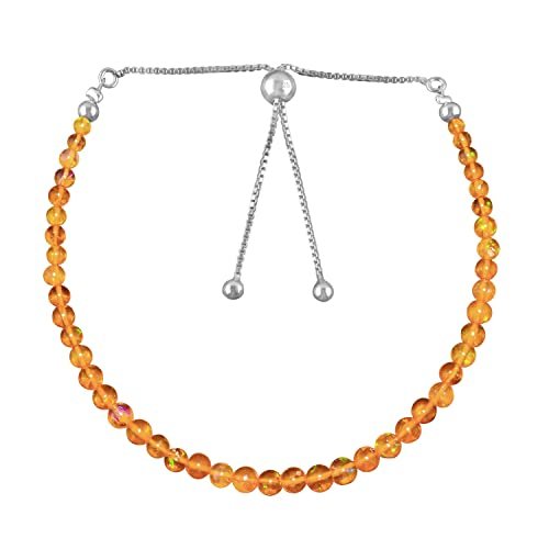 Orange Opal Round 2-3mm Smooth beads adjustable stacking bracelet | STK-5020