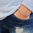 Pink Amethyst Round 4mm Smooth beads adjustable stacking bracelet | STK-5064