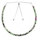 Ruby Zoisite Round 3mm Faceted beads adjustable stacking bracelet | STK-5377