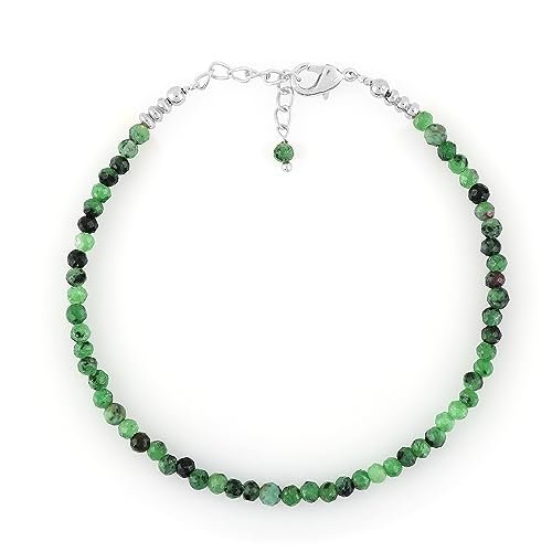 Ruby Zoisite Round 3mm Faceted beads adjustable stacking bracelet | STK-5382