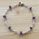 Amethyst Rondelle 3-4mm Faceted beads adjustable stacking bracelet | STK-0295