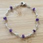 Amethyst Rondelle 3-4mm Faceted beads adjustable stacking bracelet | STK-0295