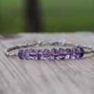 Amethyst Uncut Chips 4mm Smooth beads adjustable stacking bracelet | STK-0337