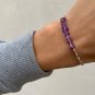 Amethyst Uncut Chips 4mm Smooth beads adjustable stacking bracelet | STK-0337