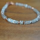 Aquamarine Rondelle 3mm Faceted beads adjustable stacking bracelet | STK-0711