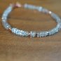 Aquamarine Rondelle 3mm Faceted beads adjustable stacking bracelet | STK-0711