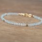 Aquamarine Rondelle 2mm Faceted beads adjustable stacking bracelet | STK-0720