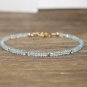 Aquamarine Rondelle 2mm Faceted beads adjustable stacking bracelet | STK-0721