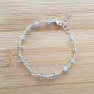Aquamarine Rondelle 4mm Faceted beads adjustable stacking bracelet | STK-0767