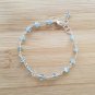 Aquamarine Rondelle 4mm Faceted beads adjustable stacking bracelet | STK-0767