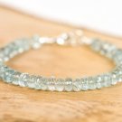 Aquamarine Rondelle 5mm Faceted beads adjustable stacking bracelet | STK-0776
