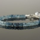 Aquamarine Rondelle 5mm Faceted beads adjustable stacking bracelet | STK-0777