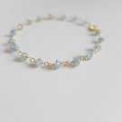 Aquamarine Rondelle 3mm Faceted beads adjustable stacking bracelet | STK-0785