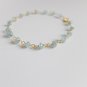 Aquamarine Rondelle 3mm Faceted beads adjustable stacking bracelet | STK-0785