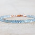 Aquamarine Rondelle 3mm Faceted beads adjustable stacking bracelet | STK-0788