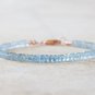 Aquamarine Rondelle 3mm Faceted beads adjustable stacking bracelet | STK-0788
