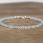 Aquamarine Rondelle 2mm Faceted beads adjustable stacking bracelet | STK-0802