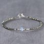 Aquamarine Rondelle 4mm Faceted beads adjustable stacking bracelet | STK-0835