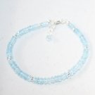 Aquamarine Rondelle 4mm Faceted beads adjustable stacking bracelet | STK-0850