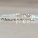 Aquamarine Rondelle 3mm Faceted beads adjustable stacking bracelet | STK-0855