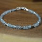 Aquamarine Rondelle 3mm Faceted beads adjustable stacking bracelet | STK-0858