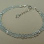 Aquamarine Rondelle 4mm Faceted beads adjustable stacking bracelet | STK-0860