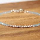 Aquamarine Rondelle 2mm Faceted beads adjustable stacking bracelet | STK-0861