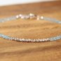 Aquamarine Rondelle 2mm Faceted beads adjustable stacking bracelet | STK-0861