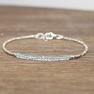 Aquamarine Rondelle 2mm Faceted beads adjustable stacking bracelet | STK-0862