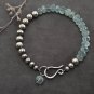 Aquamarine Rondelle 5mm Faceted beads adjustable stacking bracelet | STK-0865