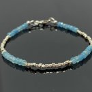 Aquamarine Rondelle 3mm Faceted beads adjustable stacking bracelet | STK-0868