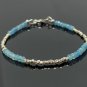 Aquamarine Rondelle 3mm Faceted beads adjustable stacking bracelet | STK-0868