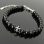 Black Obsidian Round 8mm Smooth beads adjustable stacking bracelet | STK-1082