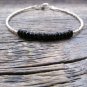 Black Onyx Rondelle 6mm Faceted beads adjustable stacking bracelet | STK-1111