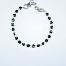 Black Spinel Coin 4-5mm Faceted beads adjustable stacking bracelet | STK-1229