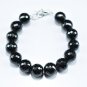 Black Spinel Round 12mm Faceted beads adjustable stacking bracelet | STK-1260