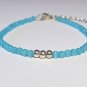 Blue Cat'S Eye Round 3mm Smooth beads adjustable stacking bracelet | STK-1548