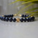 Blue Sandstone Round 8mm Smooth beads adjustable stacking bracelet | STK-1639