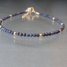 Blue Sapphire Round 3mm Faceted beads adjustable stacking bracelet | STK-1644
