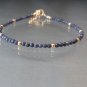 Blue Sapphire Round 3mm Faceted beads adjustable stacking bracelet | STK-1644