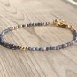 Blue Sapphire Round 3mm Faceted beads adjustable stacking bracelet | STK-1647