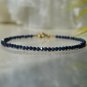 Blue Sapphire Round 3mm Faceted beads adjustable stacking bracelet | STK-1681