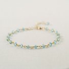 Blue Topaz Rondelle 3mm Faceted beads adjustable stacking bracelet | STK-1753