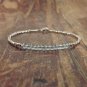 Blue Topaz Rondelle 4mm Faceted beads adjustable stacking bracelet | STK-1760