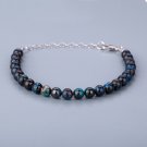 Chrysocolla Rondelle 8mm Smooth beads adjustable stacking bracelet | STK-2034