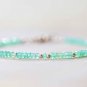 Chrysoprase Rondelle 3mm Smooth beads adjustable stacking bracelet | STK-2063