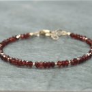 Garnet Rondelle 3.5-4mm Faceted beads adjustable stacking bracelet | STK-2946